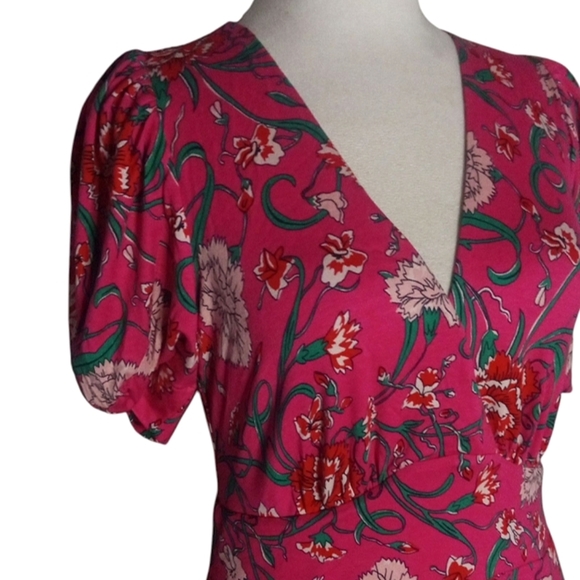 Boden Kristin Pleated Jersey Dress Carnation Yarrow Vine Print NWT Sz 4 Pockets - Picture 5 of 12